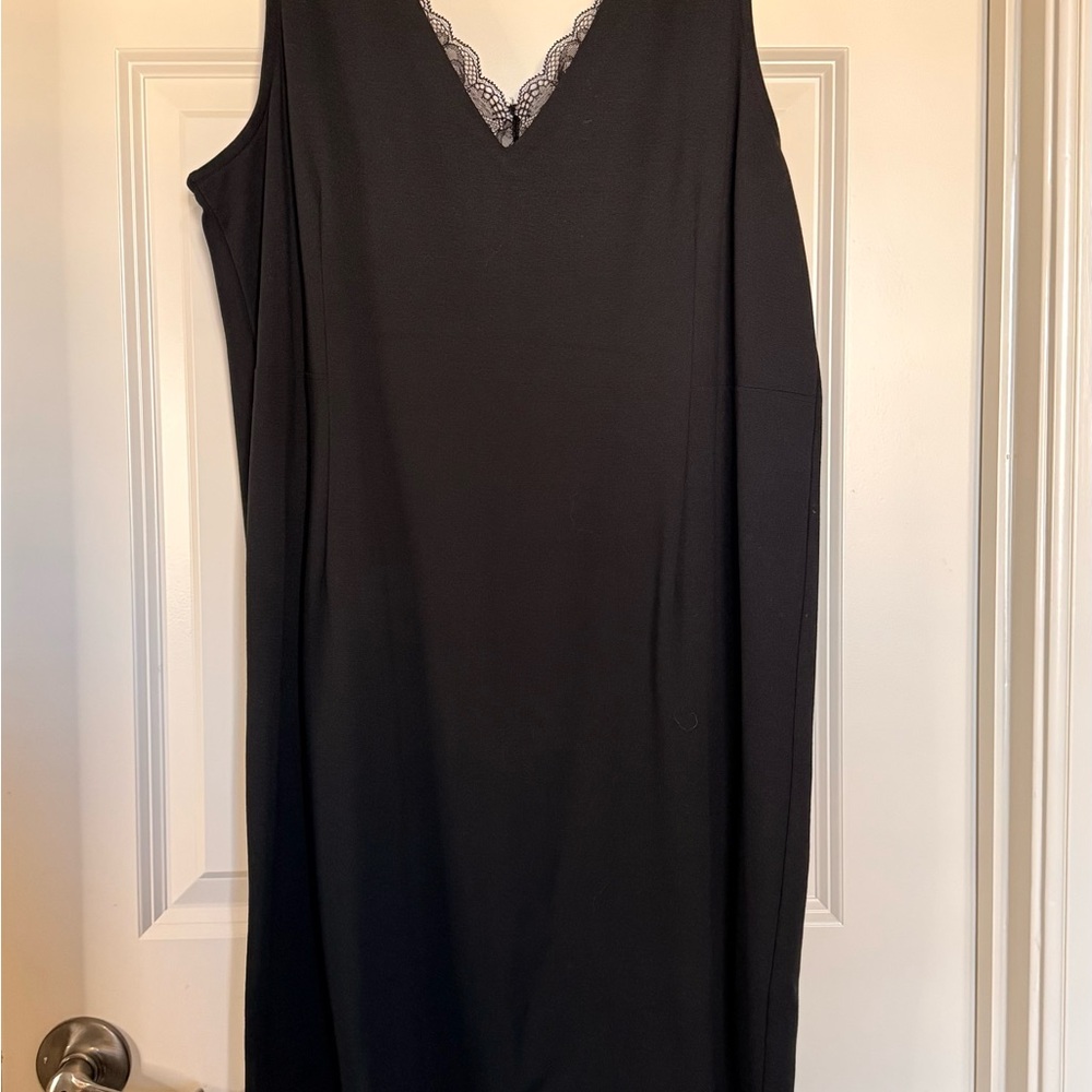 Marks & Spencer Black Lace-Trimmed Midi Dress